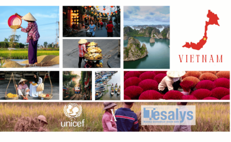 Représentants de l’UNICEF et de Tesalys au Vietnam, illustrant leur collaboration pour améliorer la gestion des déchets médicaux.