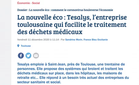 La nouvelle éco : Tesalys, l’entreprise toulousaine qui facilite le traitement des déchets médicaux